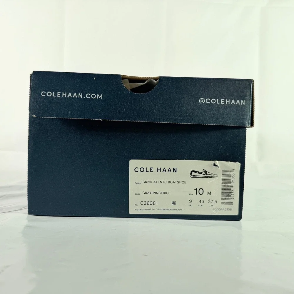 Cole Haan Grand‎ Atlantic Boat Shoe Gray Pinstripe Men's Size 10 M NIB